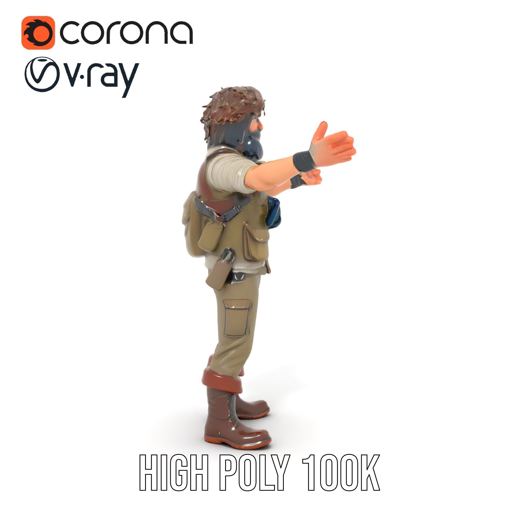 Explorer Character Rigged and Animated D Model with Detailed ... Low-poly 3D model_31