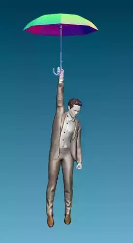 A hanging umbrella man 