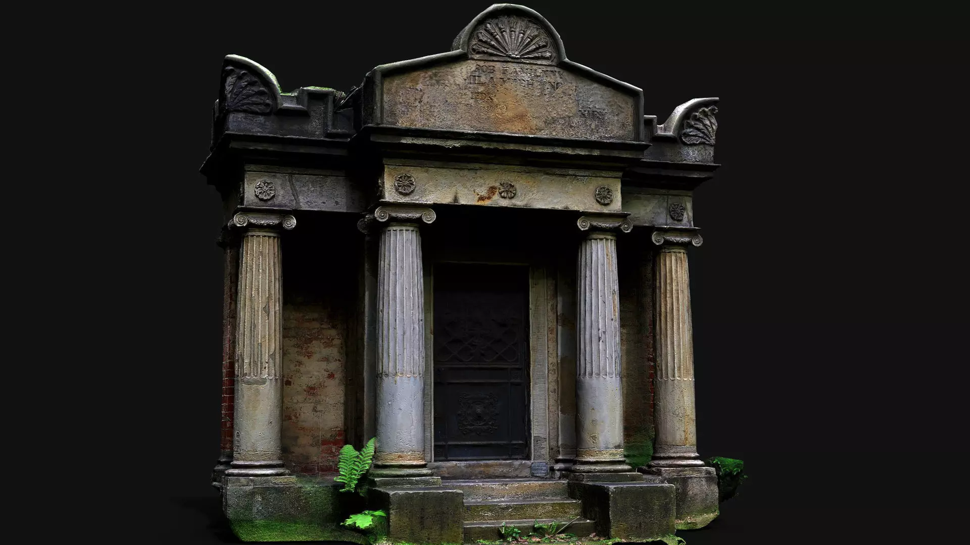 entrance ancient temple damaged stone ruins PBR photogrammetry Low-poly 3D model_0
