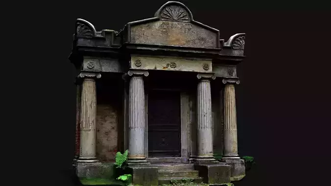 entrance ancient temple damaged stone ruins PBR photogrammetry