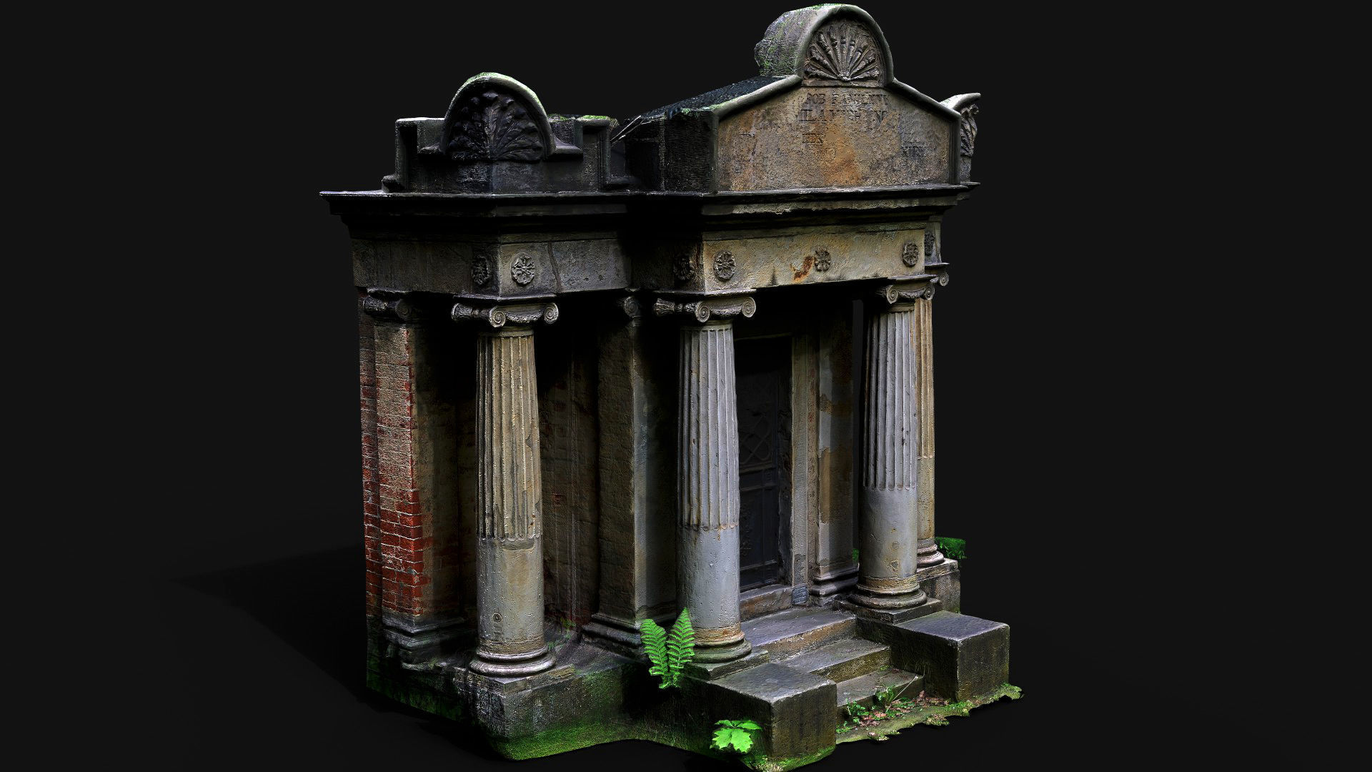entrance ancient temple damaged stone ruins PBR photogrammetry Low-poly 3D model_3