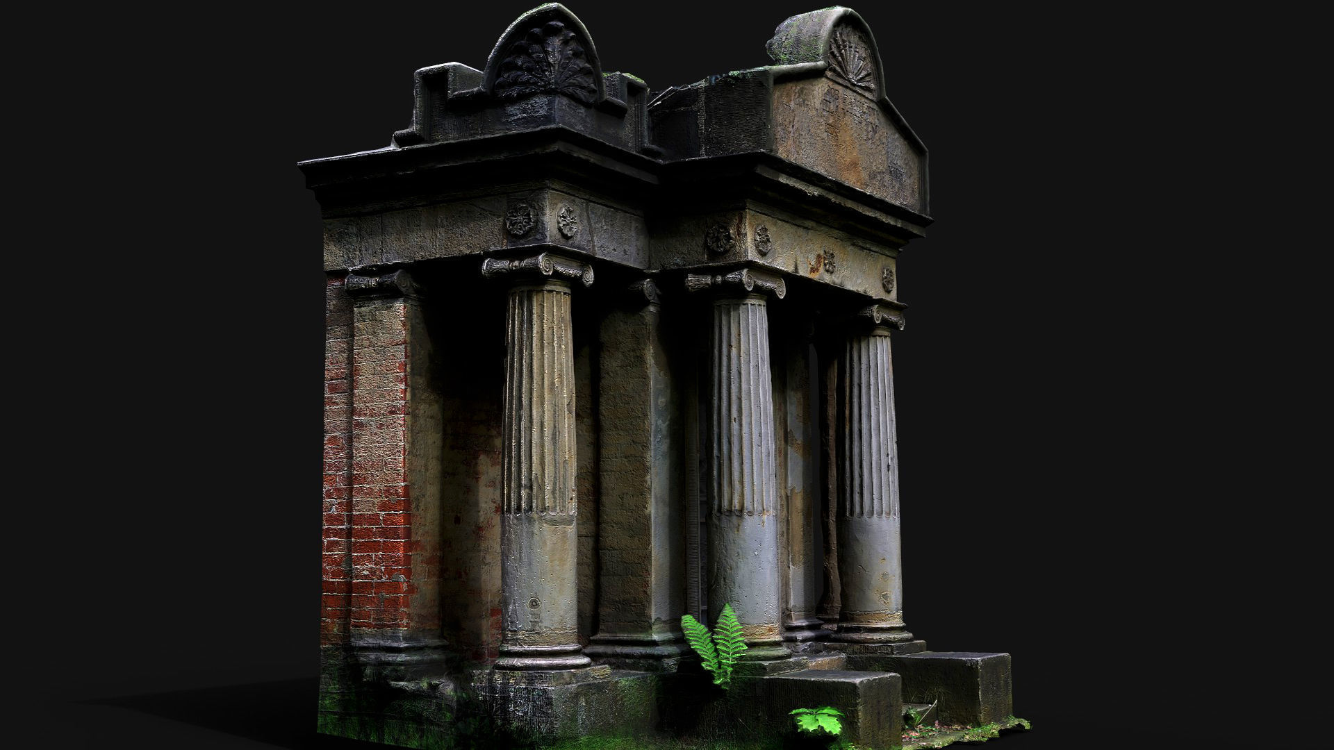 entrance ancient temple damaged stone ruins PBR photogrammetry Low-poly 3D model_5