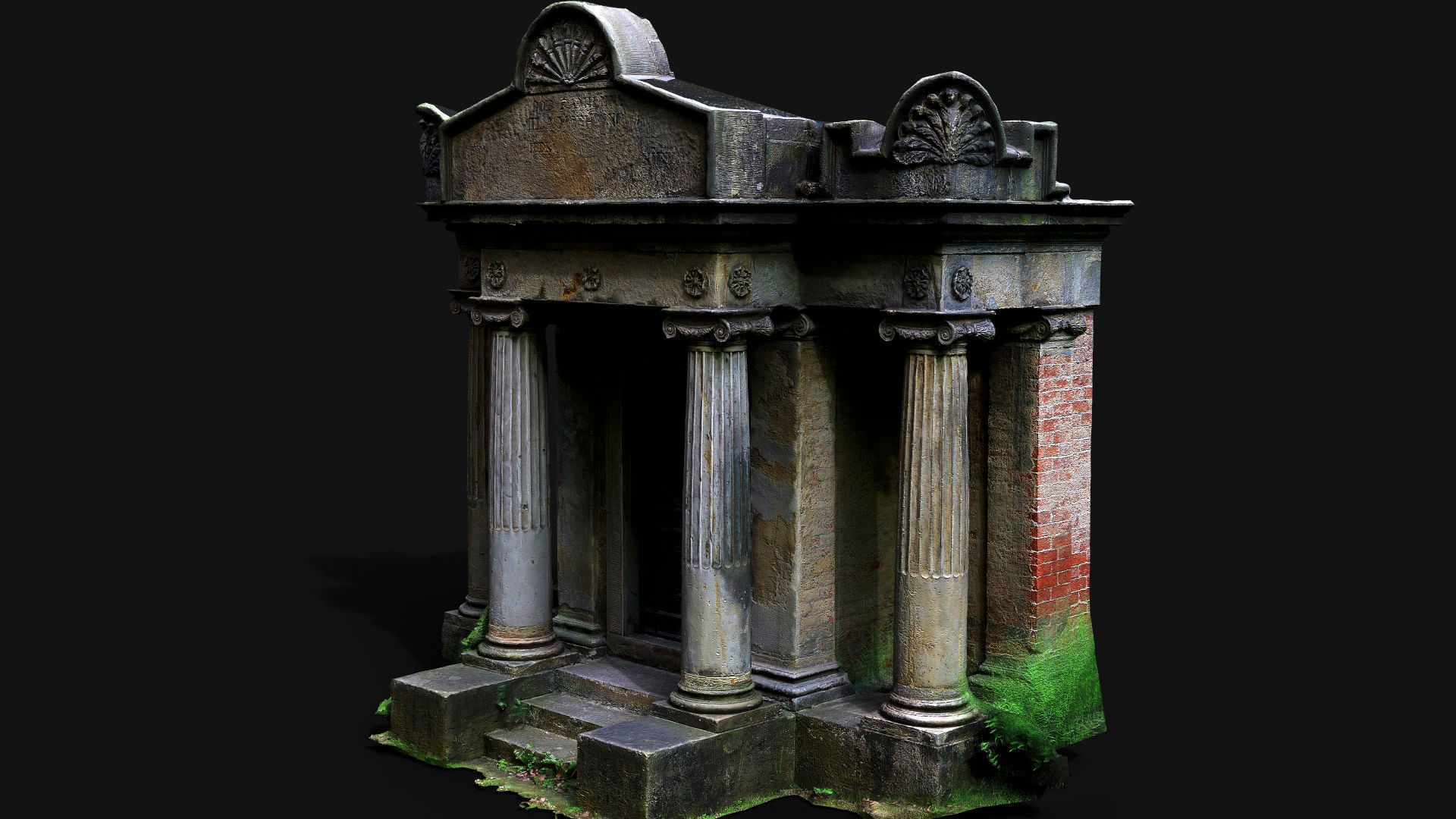 entrance ancient temple damaged stone ruins PBR photogrammetry Low-poly 3D model_4