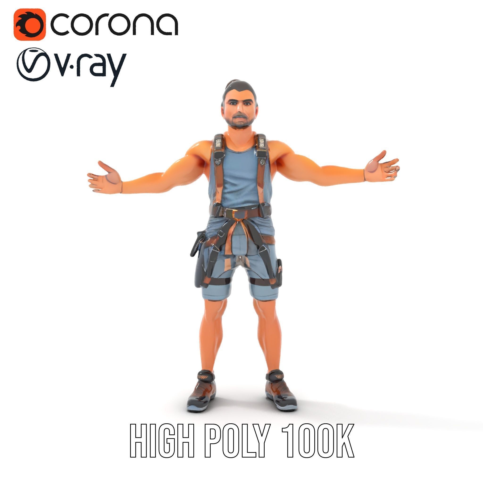 Adventurer Rigged and Animated D Character Model in Adventure... Low-poly 3D model_26