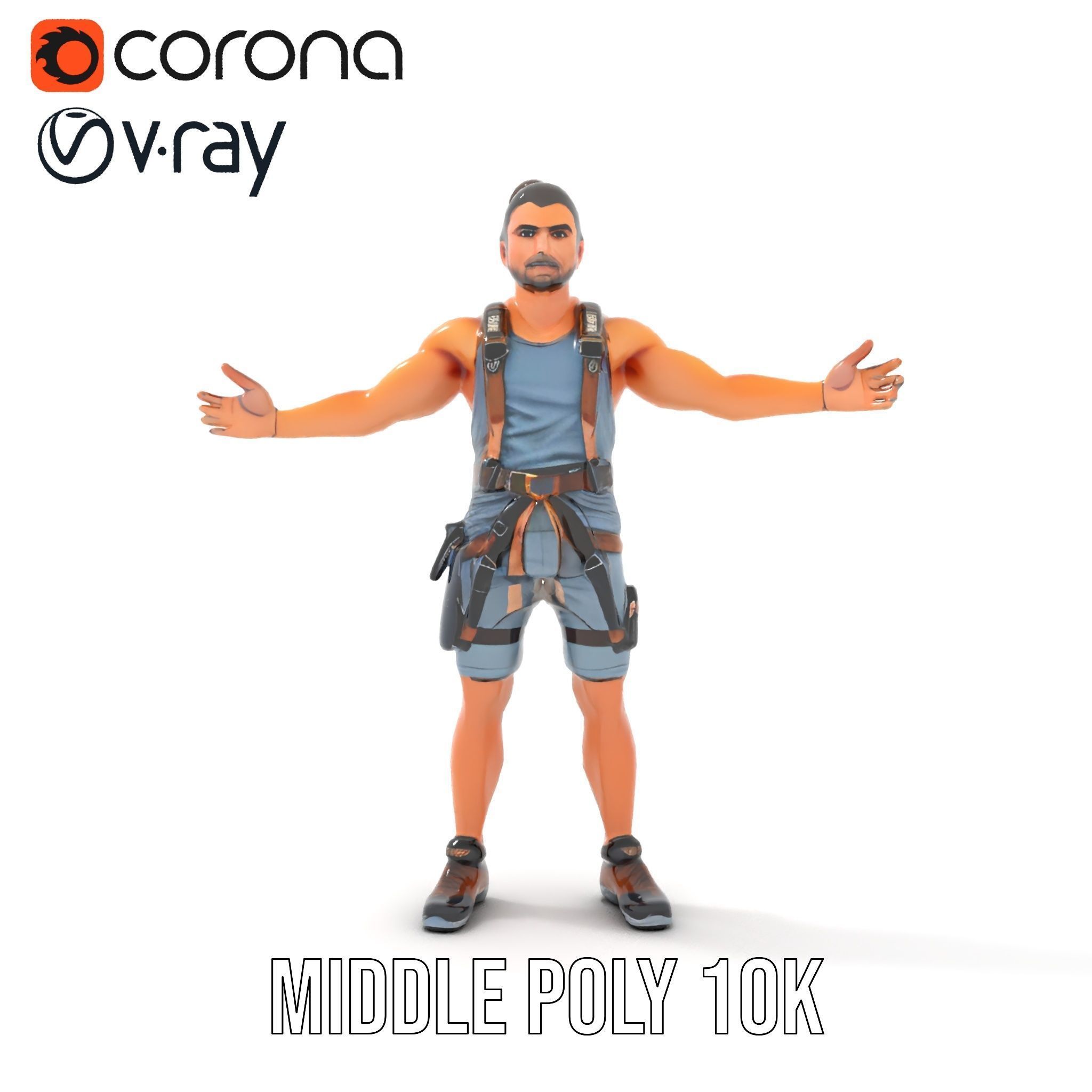 Adventurer Rigged and Animated D Character Model in Adventure... Low-poly 3D model_32