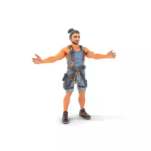 Adventurer Rigged and Animated D Character Model in Adventure Gear