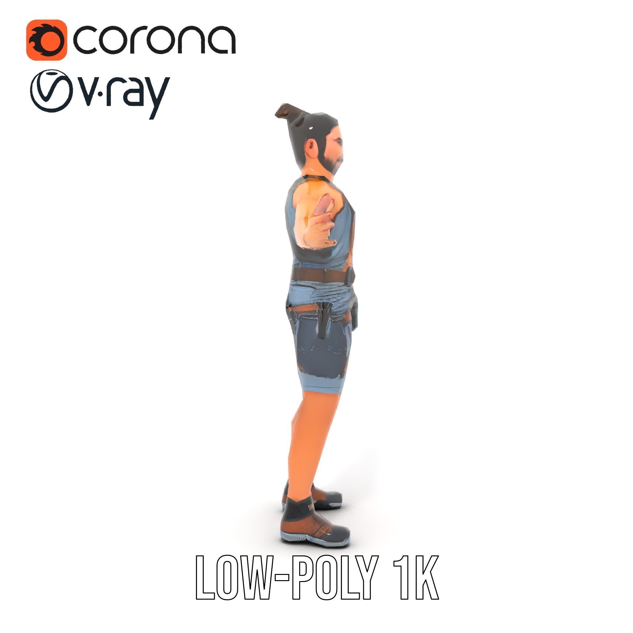 Adventurer Rigged and Animated D Character Model in Adventure... Low-poly 3D model_7