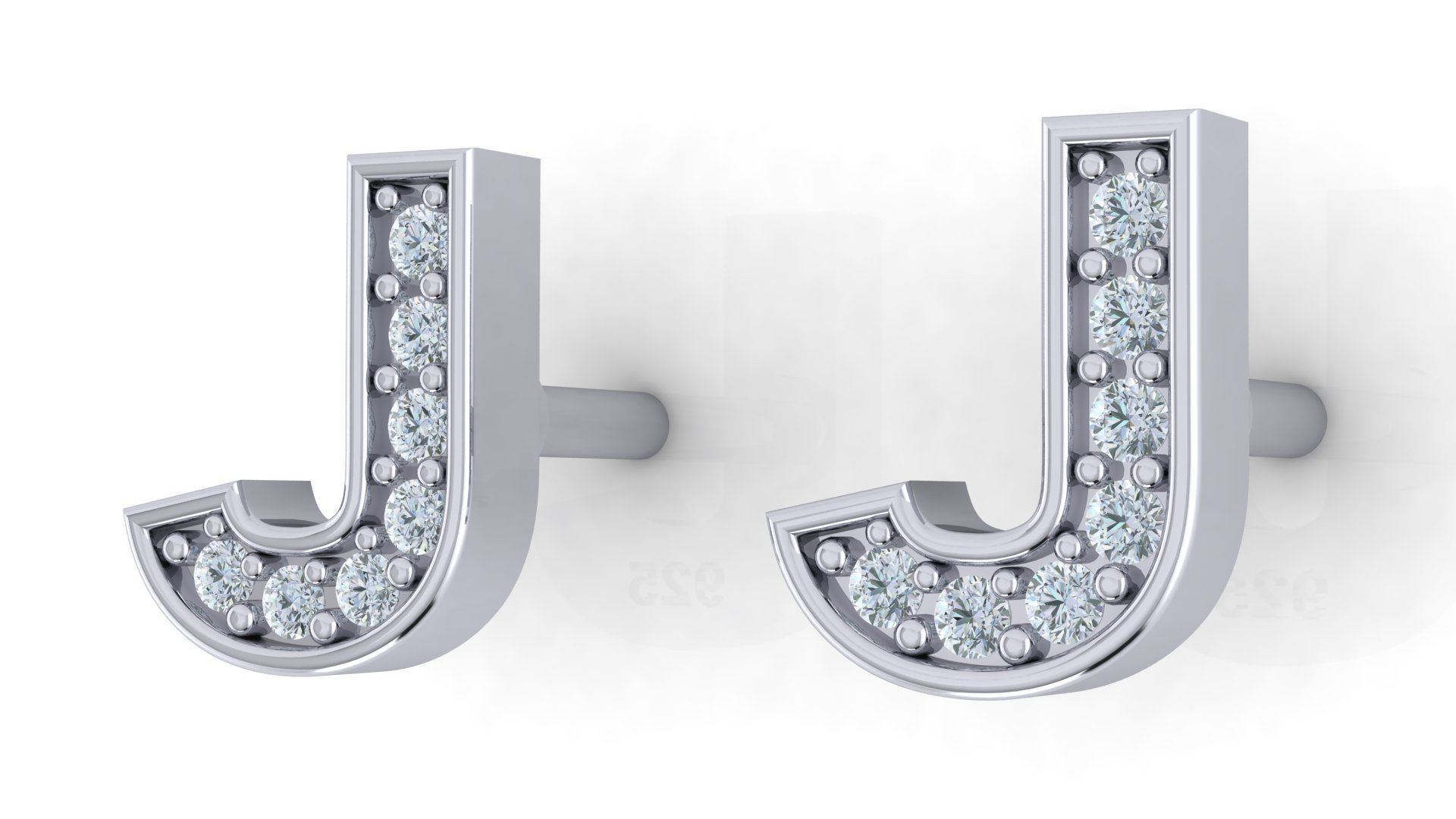 Initial Letter Earrings 3D Model Collection_10