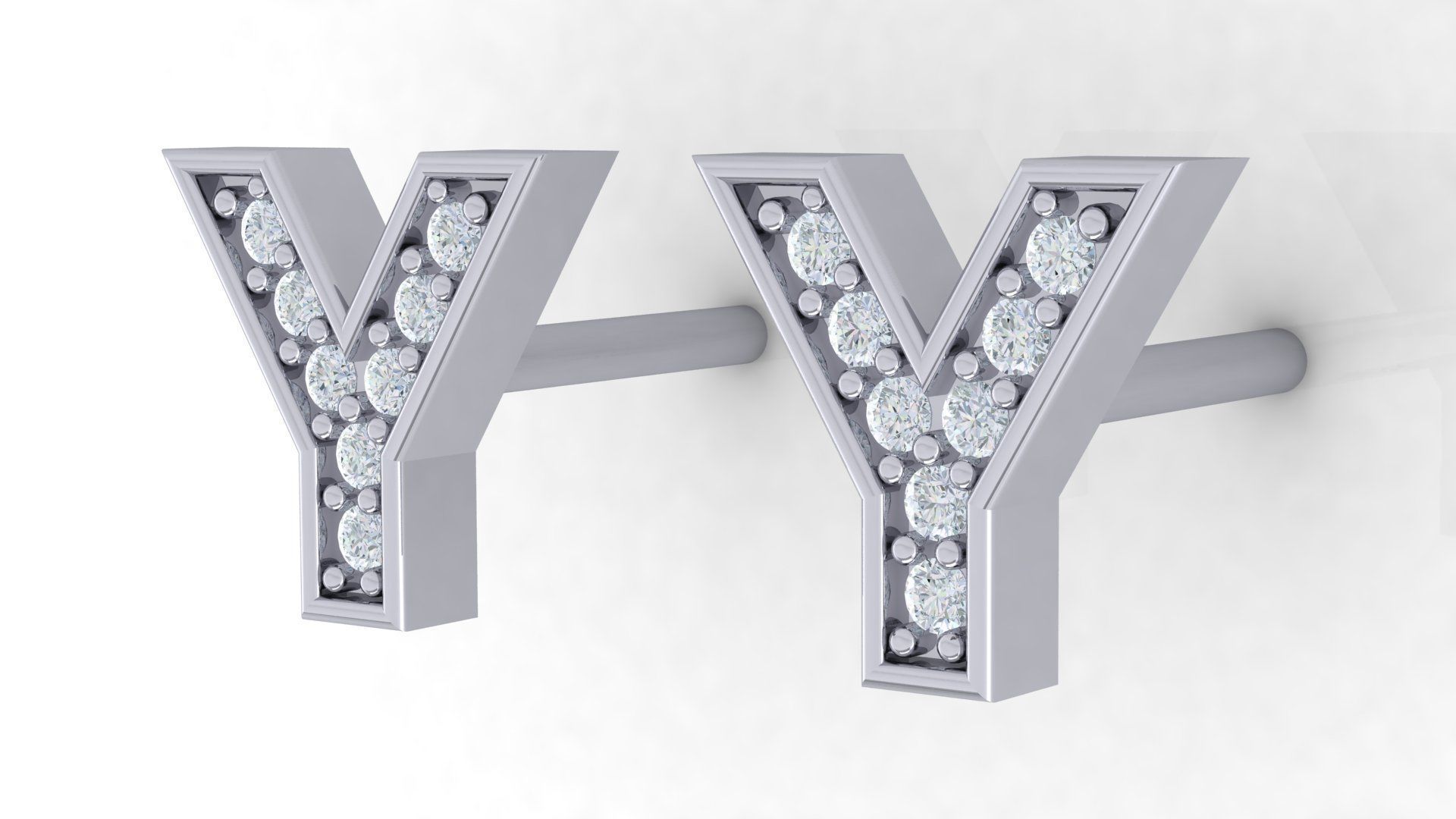 Initial Letter Earrings 3D Model Collection_25