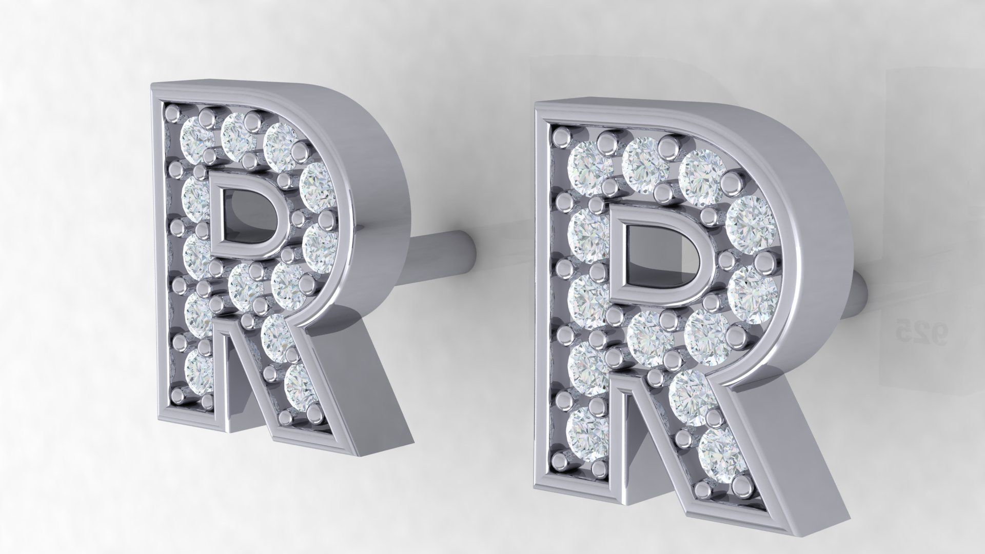 Initial Letter Earrings 3D Model Collection_18