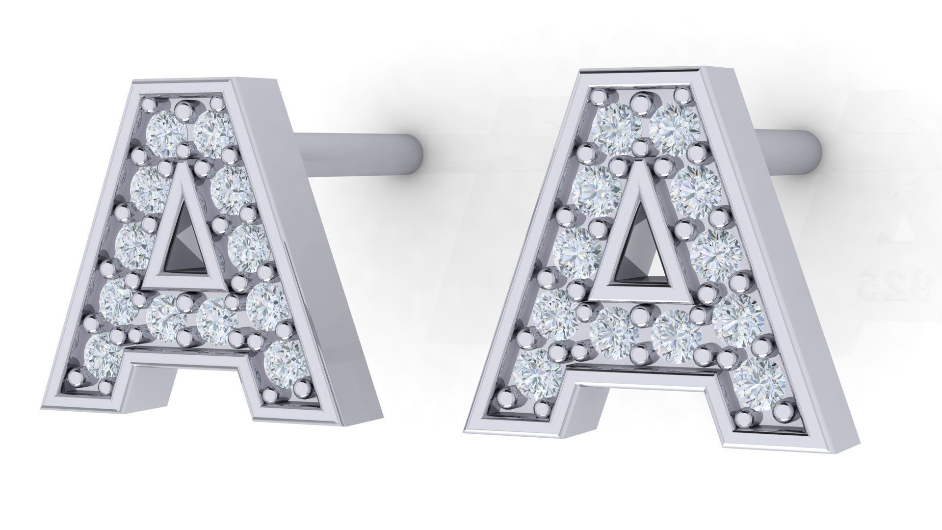 Initial Letter Earrings 3D Model Collection_1