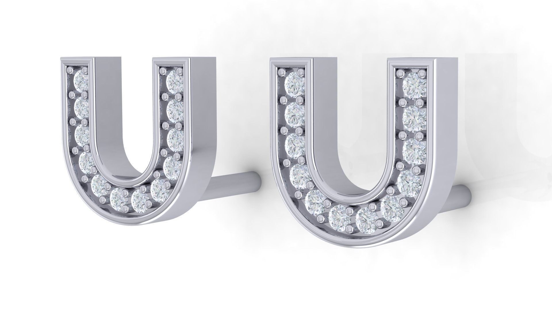 Initial Letter Earrings 3D Model Collection_21