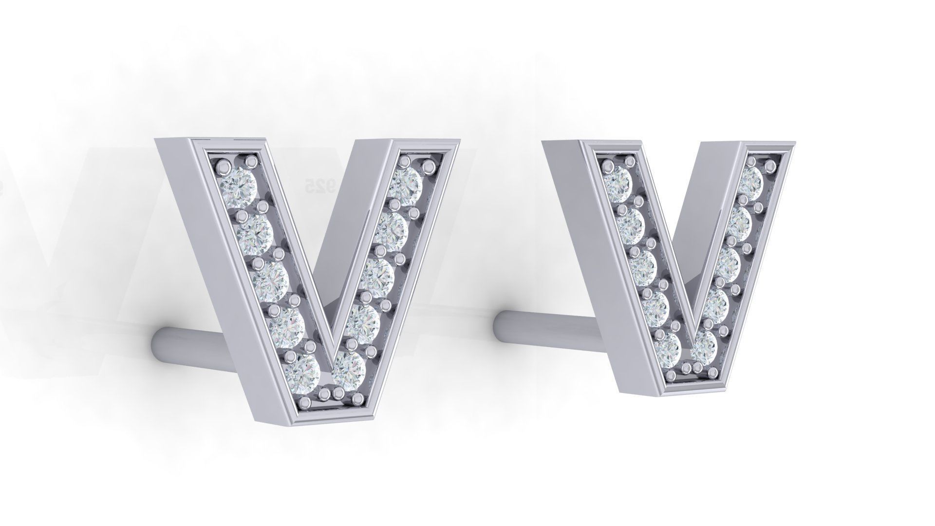 Initial Letter Earrings 3D Model Collection_22