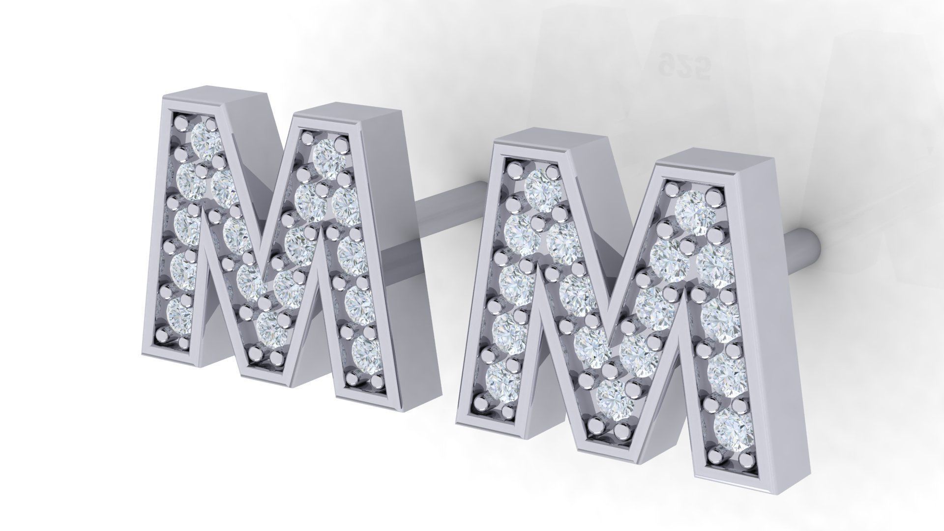 Initial Letter Earrings 3D Model Collection_23