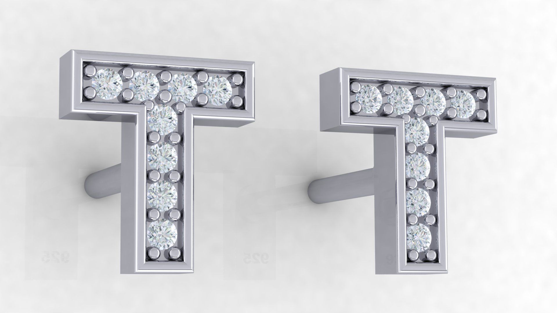 Initial Letter Earrings 3D Model Collection_20