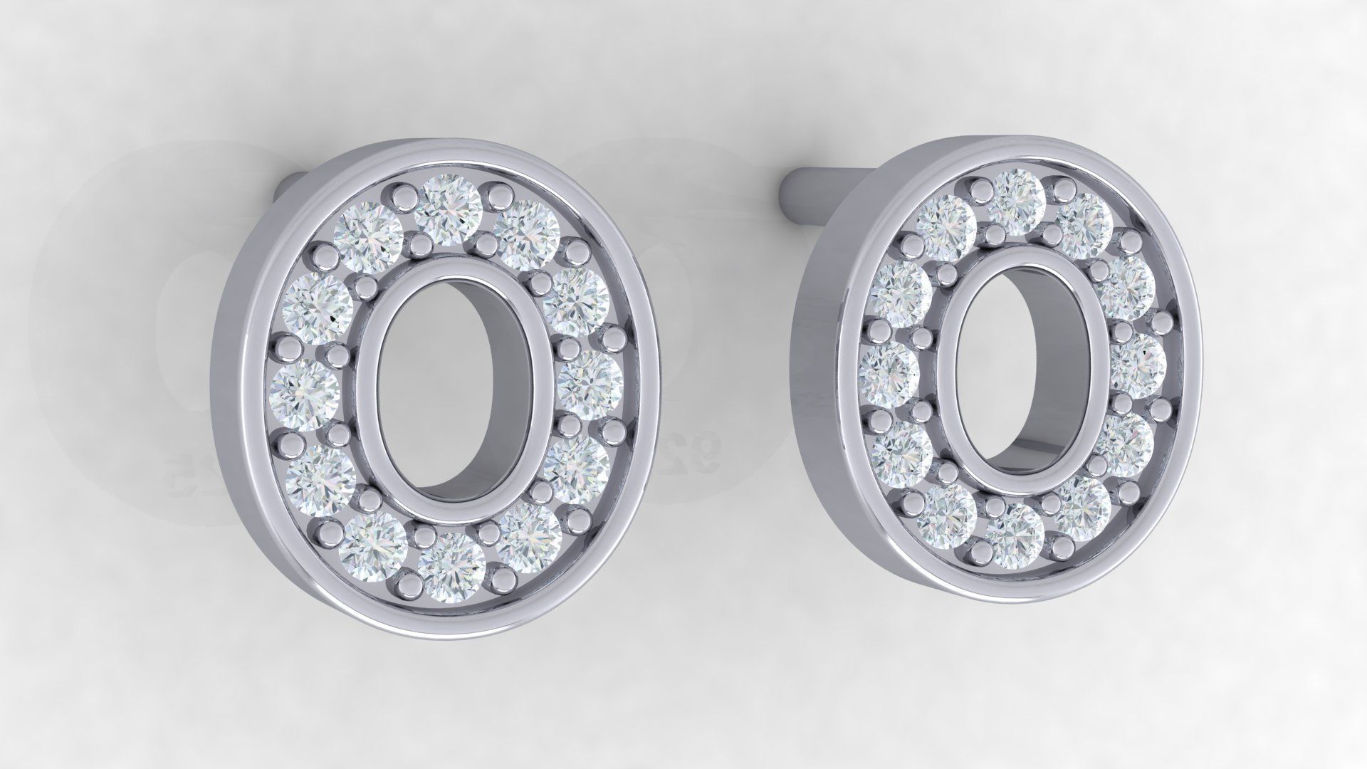 Initial Letter Earrings 3D Model Collection_15