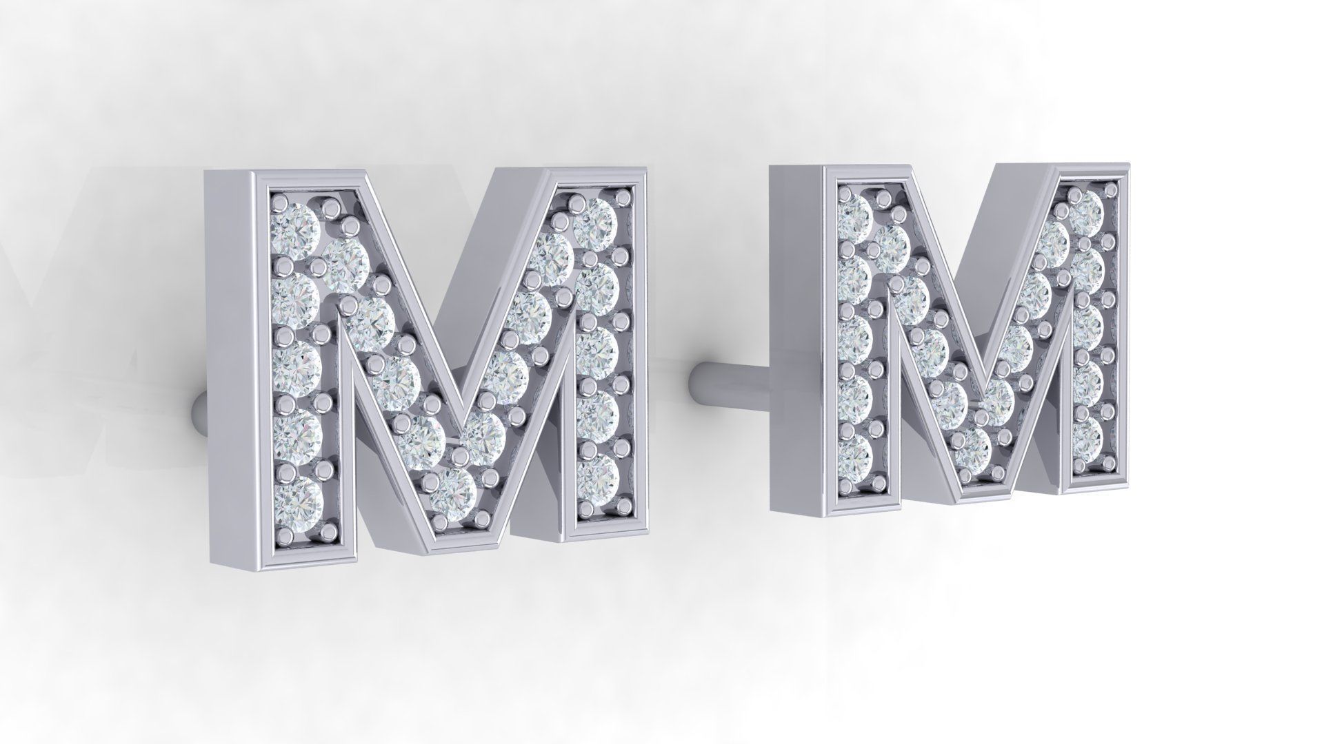 Initial Letter Earrings 3D Model Collection_13