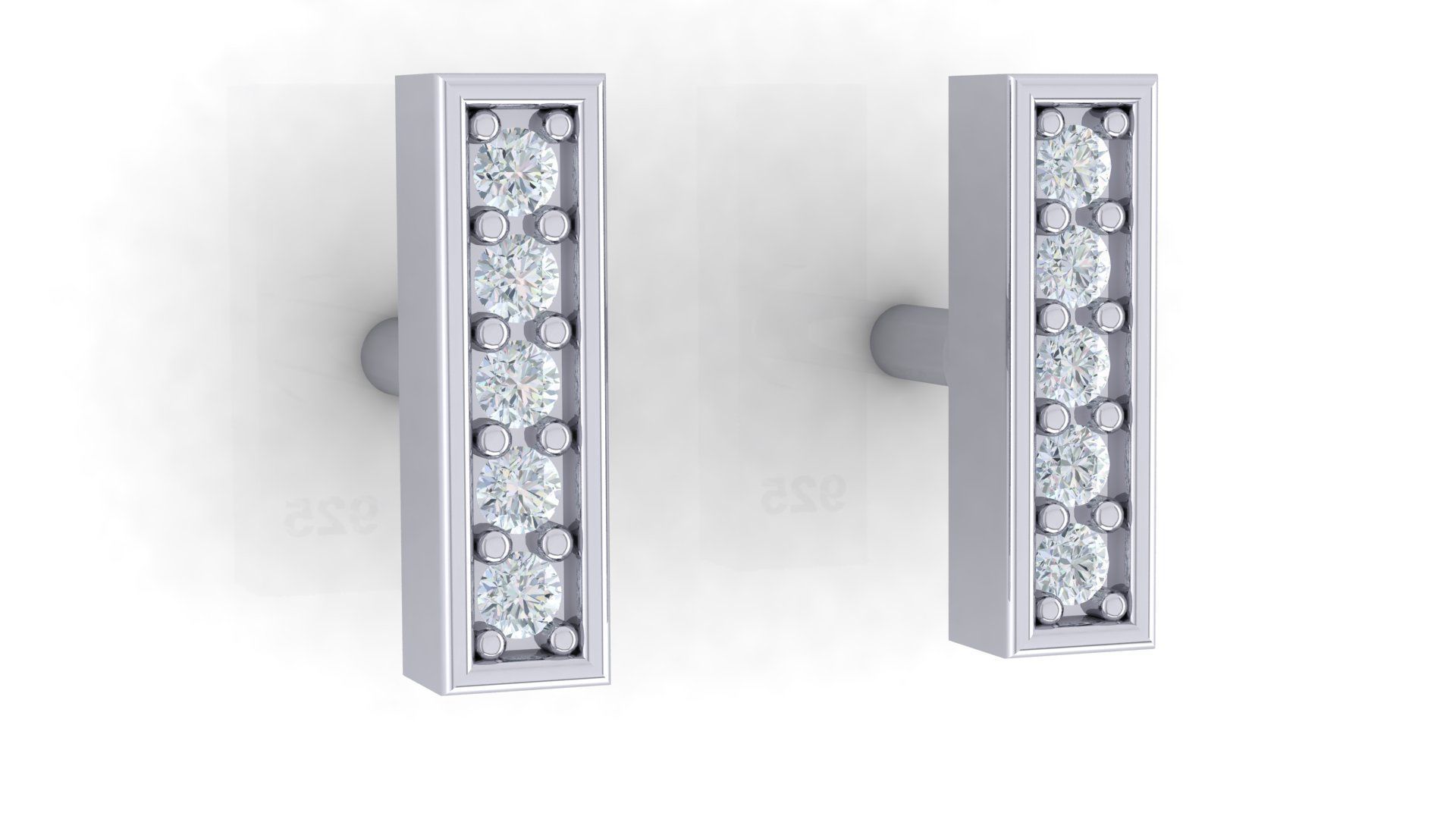 Initial Letter Earrings 3D Model Collection_9