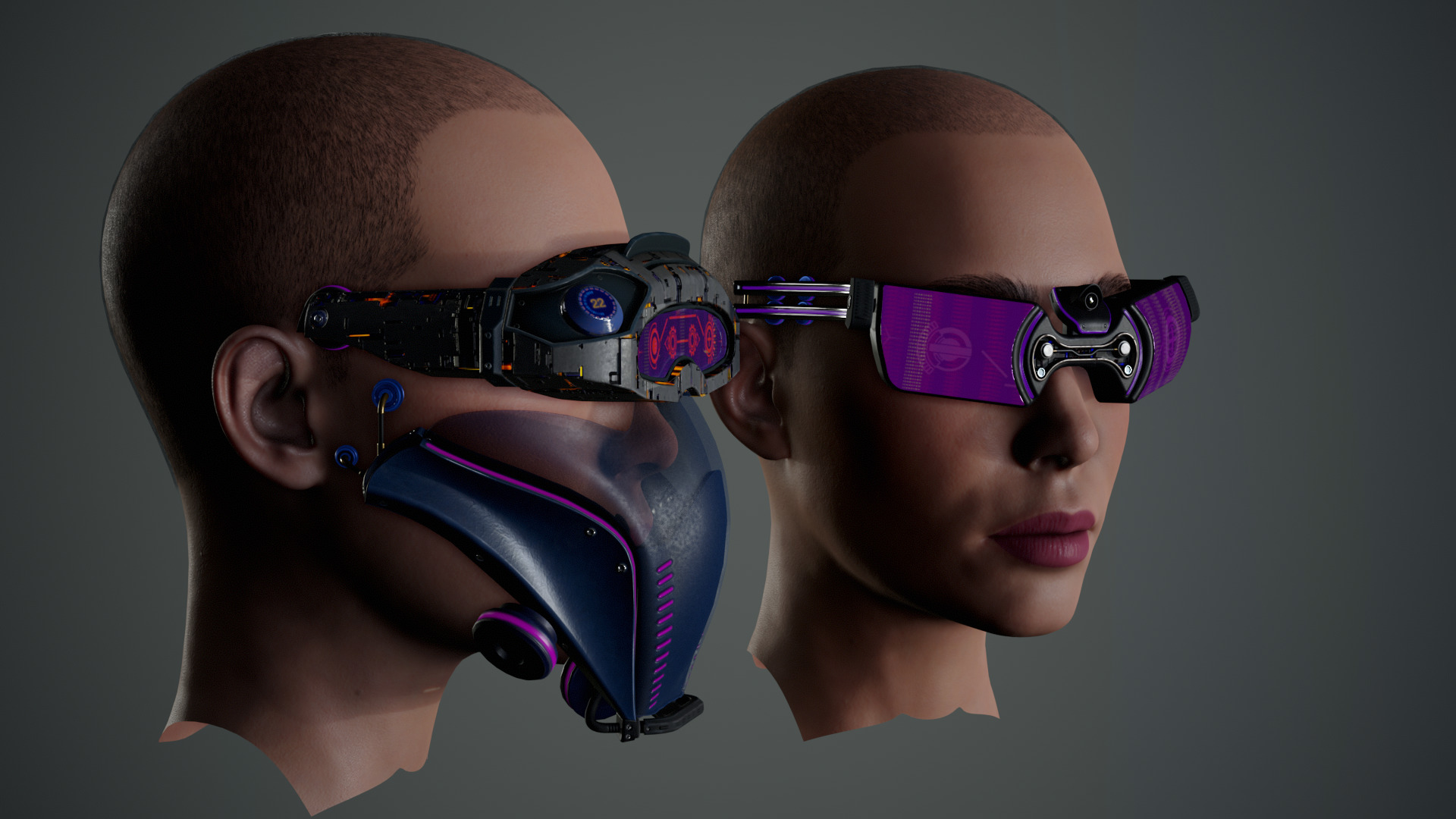 Sci-Fi Glasses Visor Pack 3 Low-poly 3D model_14