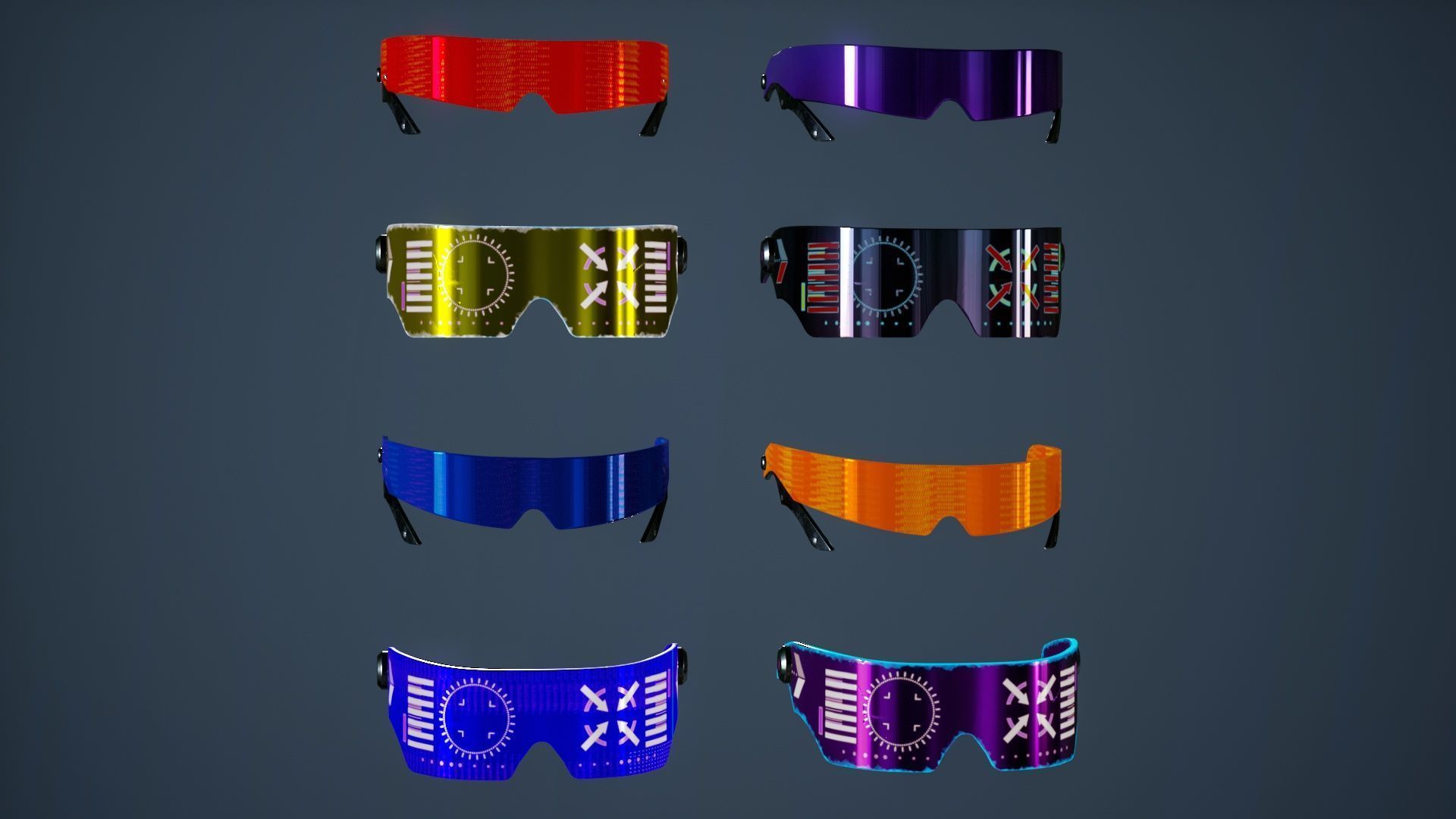 Sci-Fi Glasses Visor Pack 3 Low-poly 3D model_3