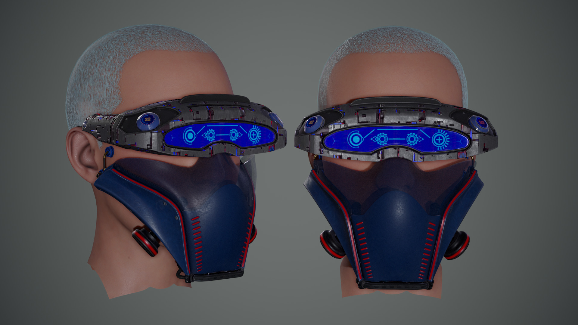 Sci-Fi Glasses Visor Pack 3 Low-poly 3D model_7