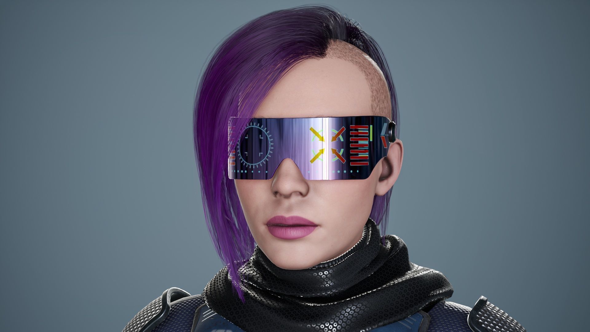 Sci-Fi Glasses Visor Pack 3 Low-poly 3D model_30