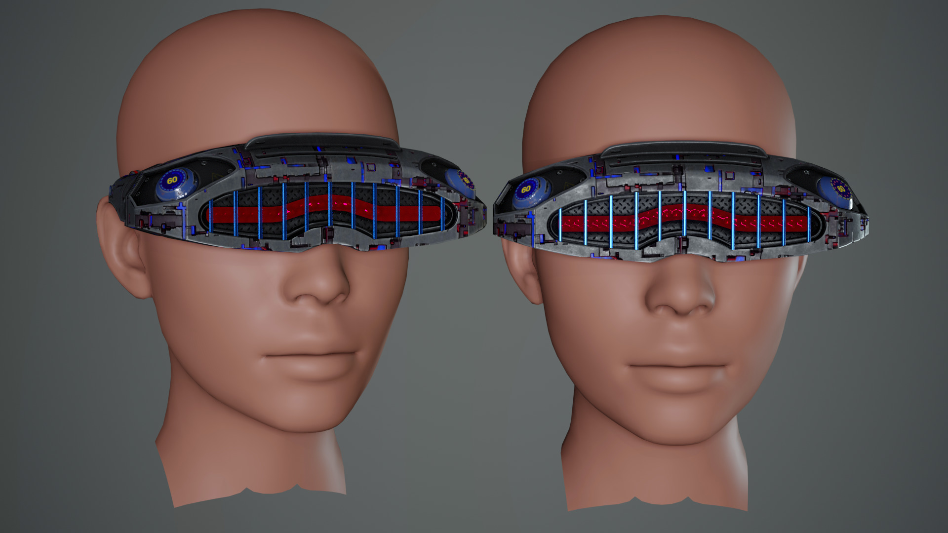 Sci-Fi Glasses Visor Pack 3 Low-poly 3D model_13