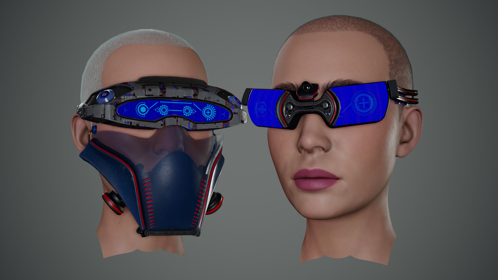 Sci-Fi Glasses Visor Pack 3 Low-poly 3D model_16