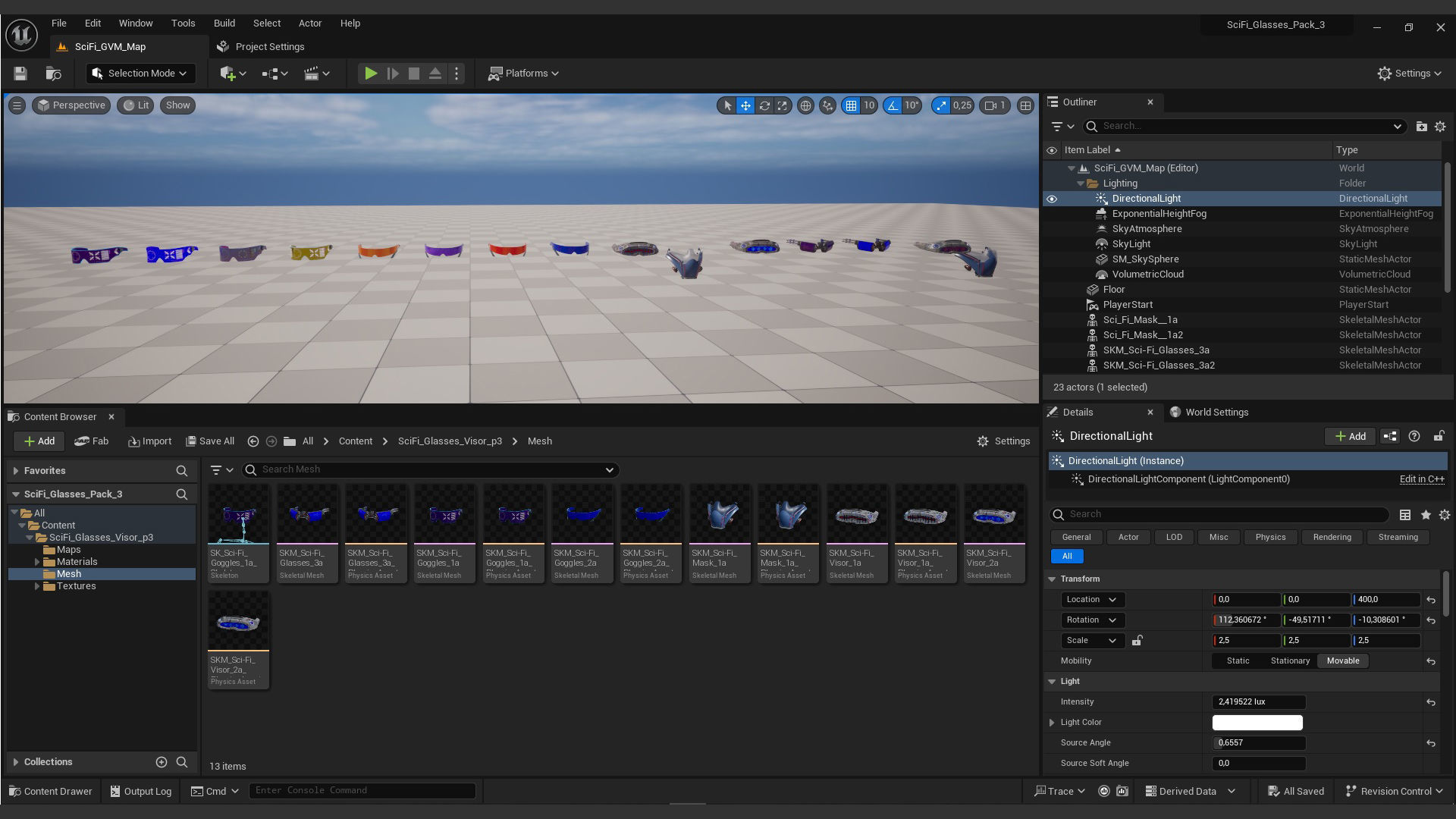 Sci-Fi Glasses Visor Pack 3 Low-poly 3D model_15