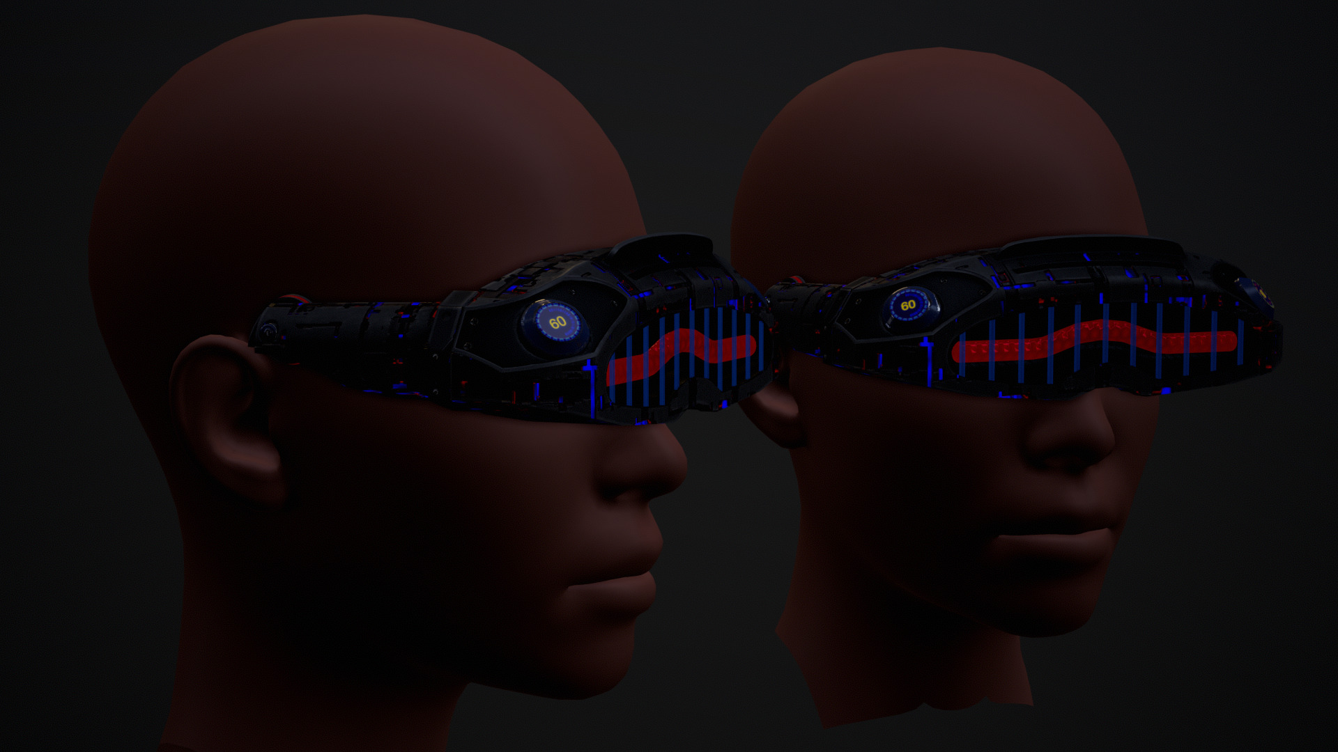 Sci-Fi Glasses Visor Pack 3 Low-poly 3D model_8