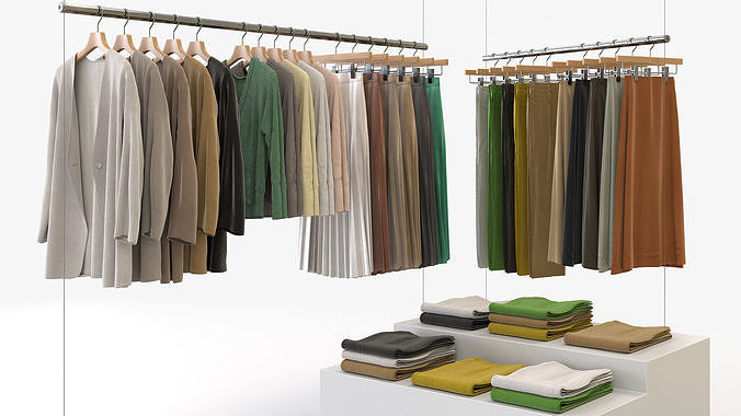 Casual Womens Clothing 3D Model Set - Hanging and Folded 3D model