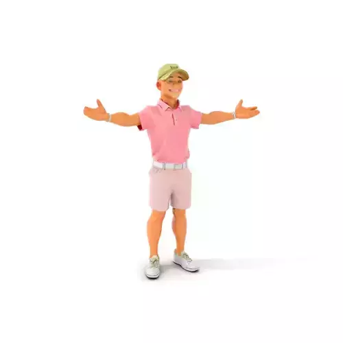 Smiling Young Man in Summer Outfit Rigged and Animated