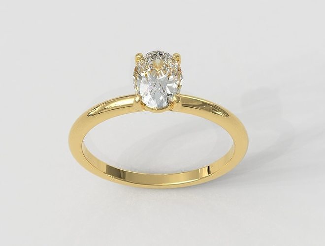 Oval Solitaire Ring 3D print model