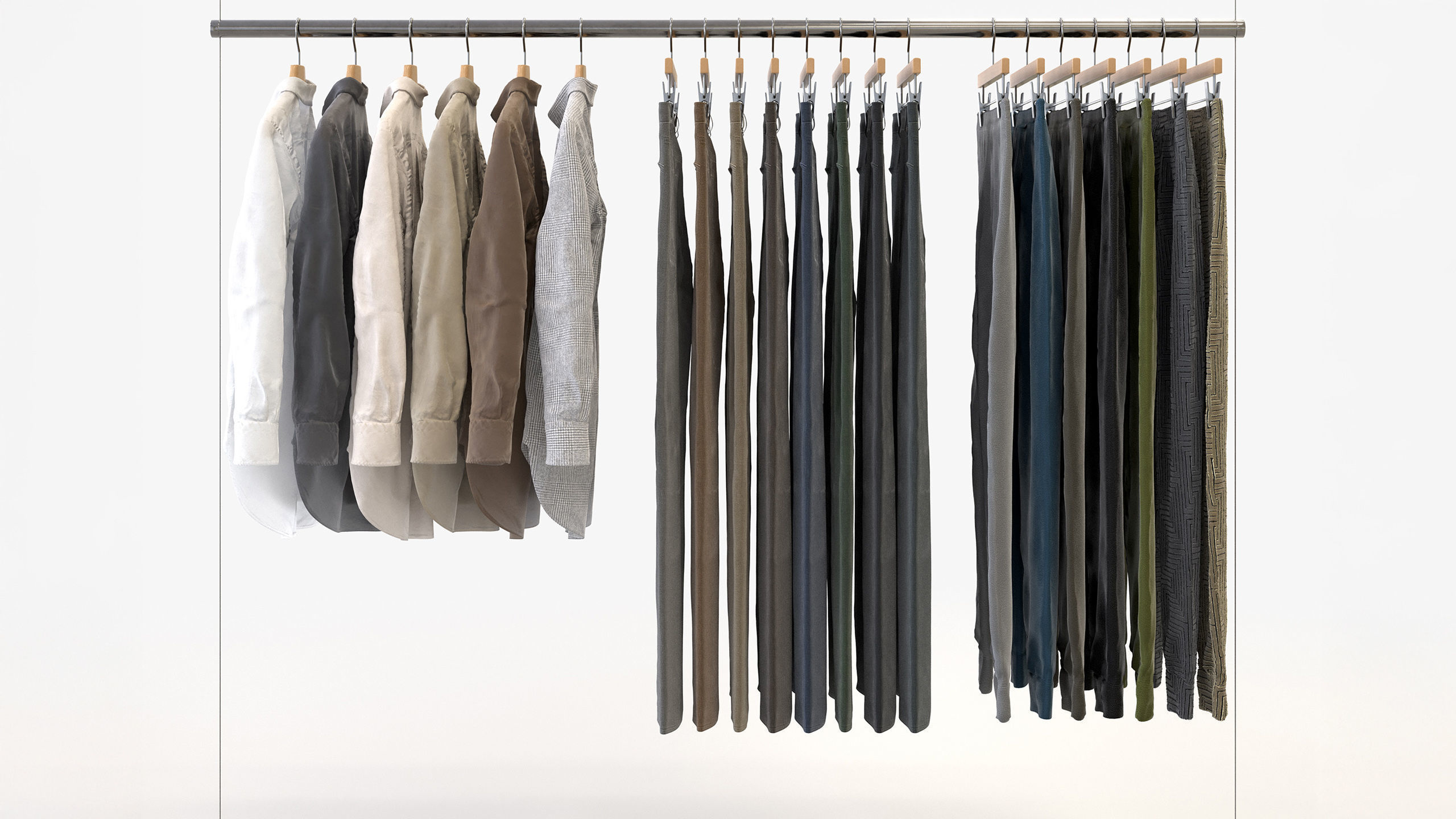 Casual Mens Clothing 3D Model Set - Hanging and Folded 3D model_3