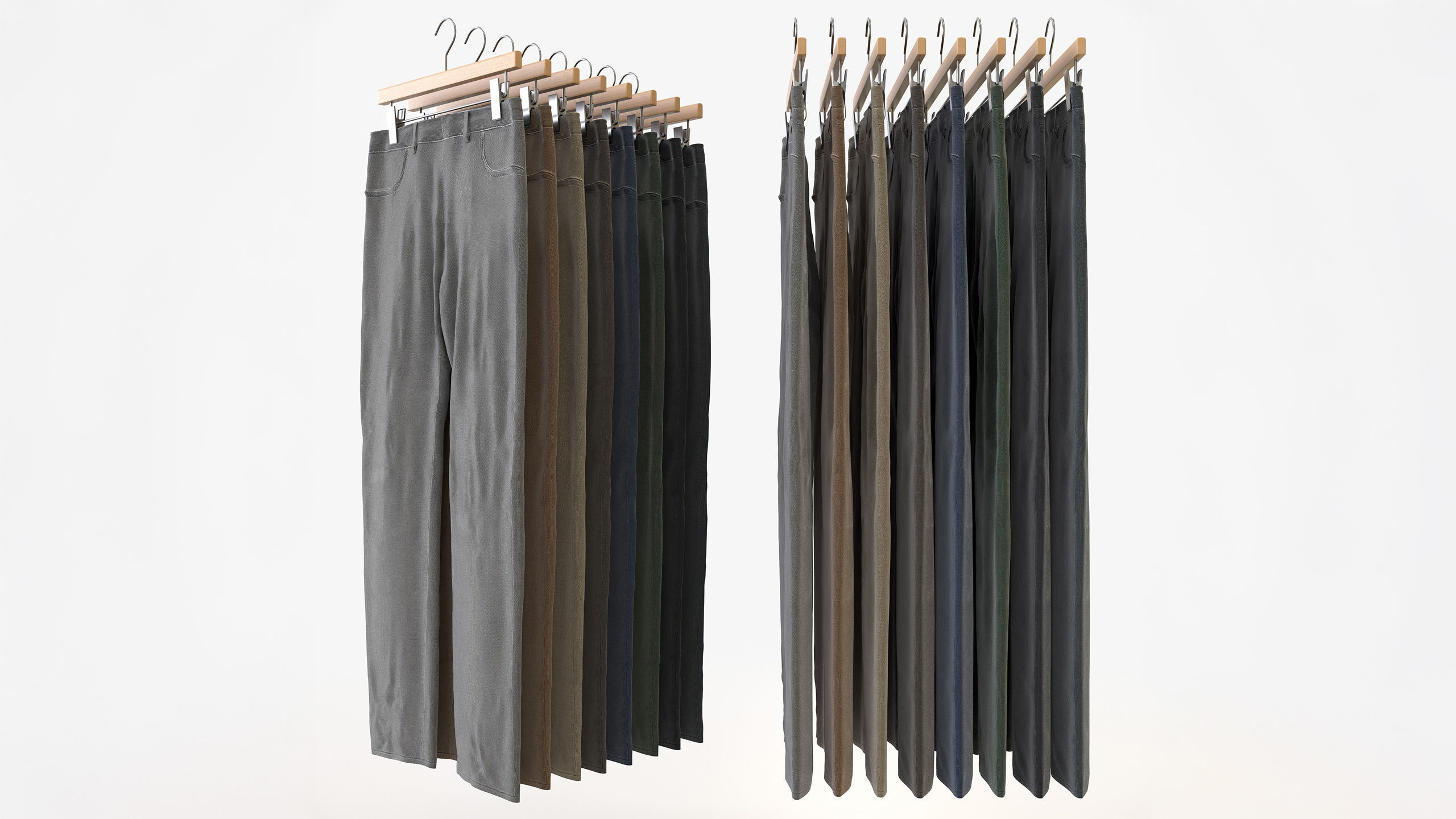 Casual Mens Clothing 3D Model Set - Hanging and Folded 3D model_17