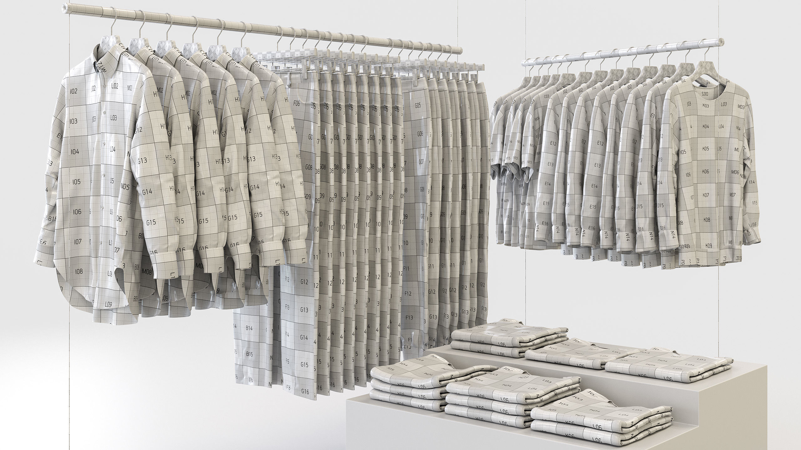 Casual Mens Clothing 3D Model Set - Hanging and Folded 3D model_2