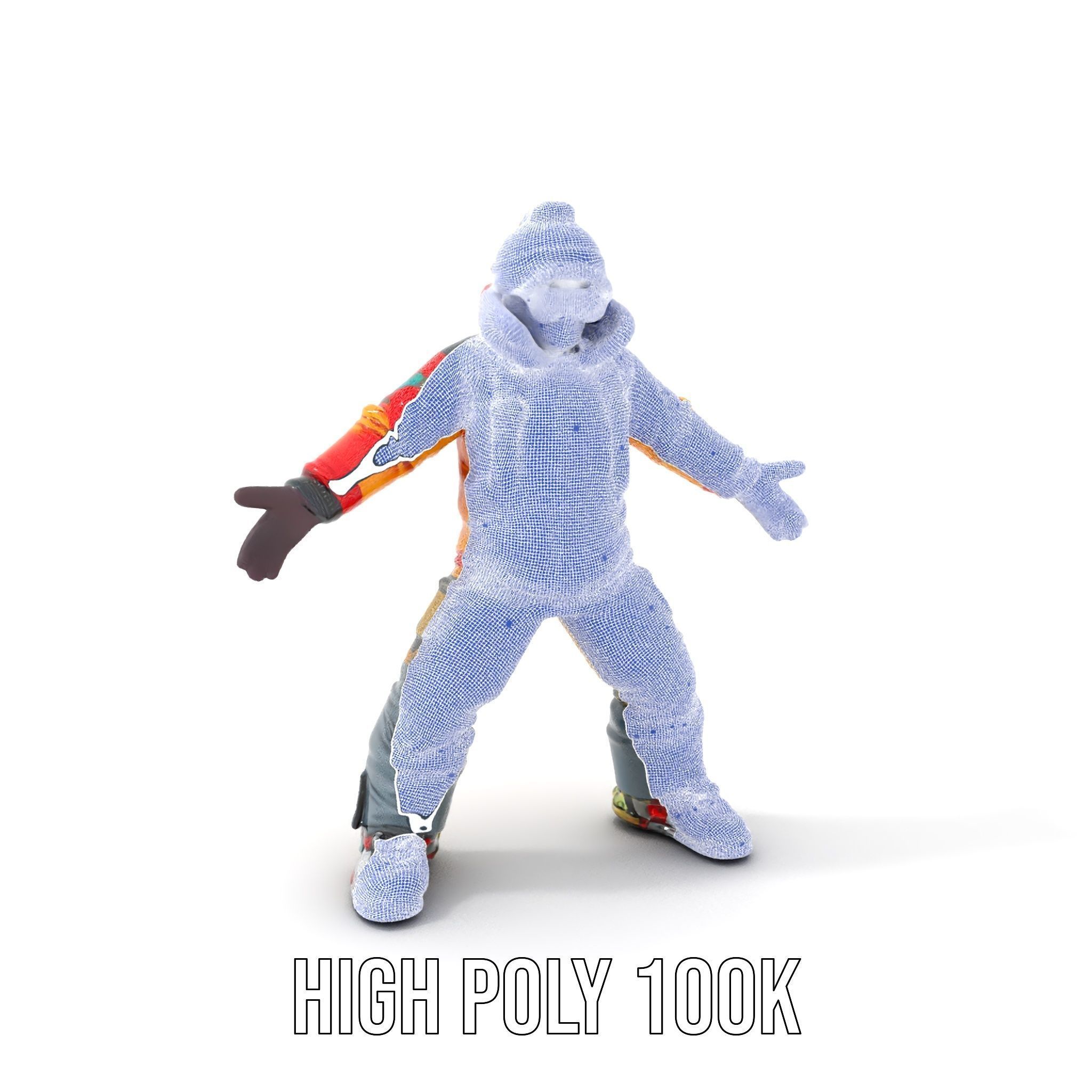 Colorful Ski Kid Rigged and Animated D Character Model Low-poly 3D model_4