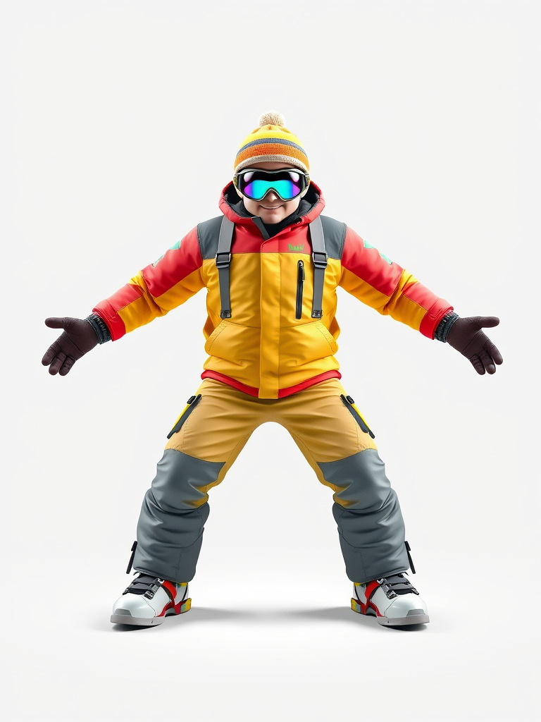 Colorful Ski Kid Rigged and Animated D Character Model Low-poly 3D model_2