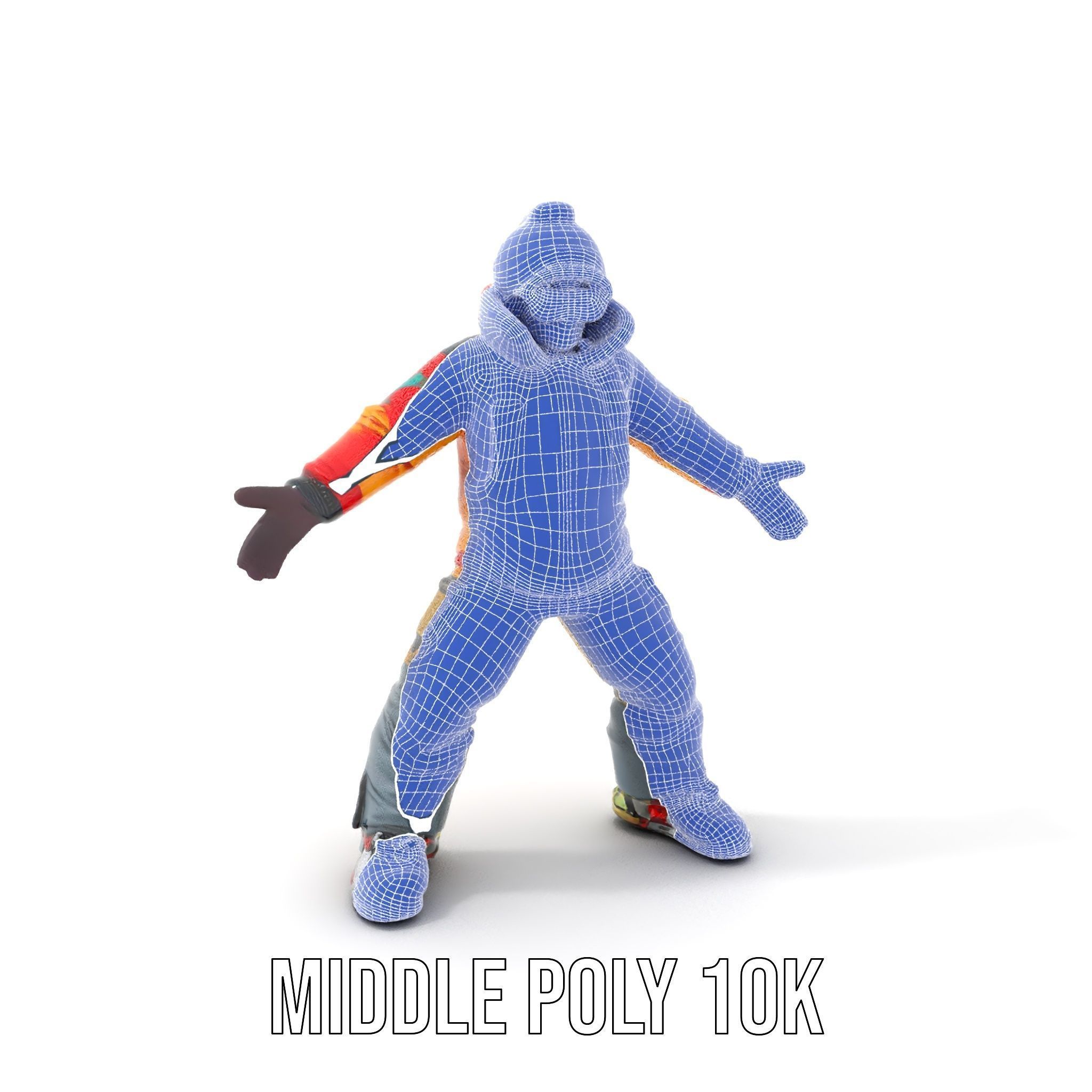 Colorful Ski Kid Rigged and Animated D Character Model Low-poly 3D model_15