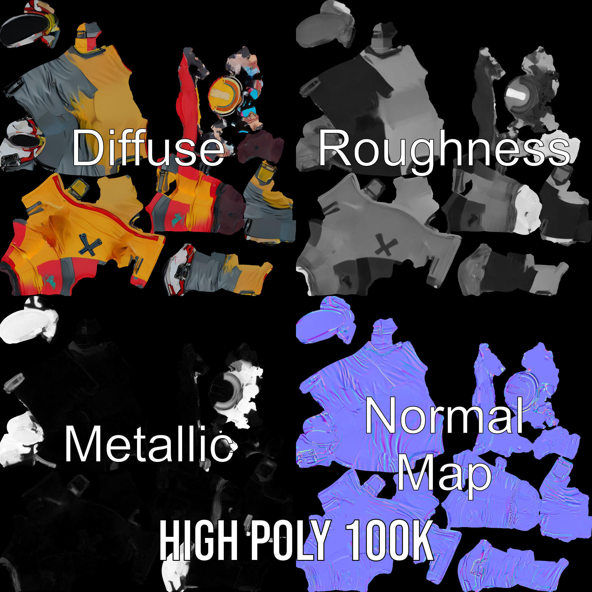 Colorful Ski Kid Rigged and Animated D Character Model Low-poly 3D model_3