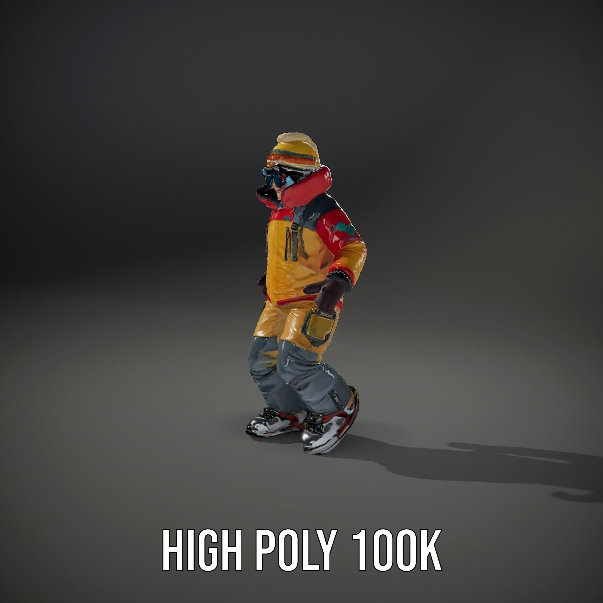 Colorful Ski Kid Rigged and Animated D Character Model Low-poly 3D model_33