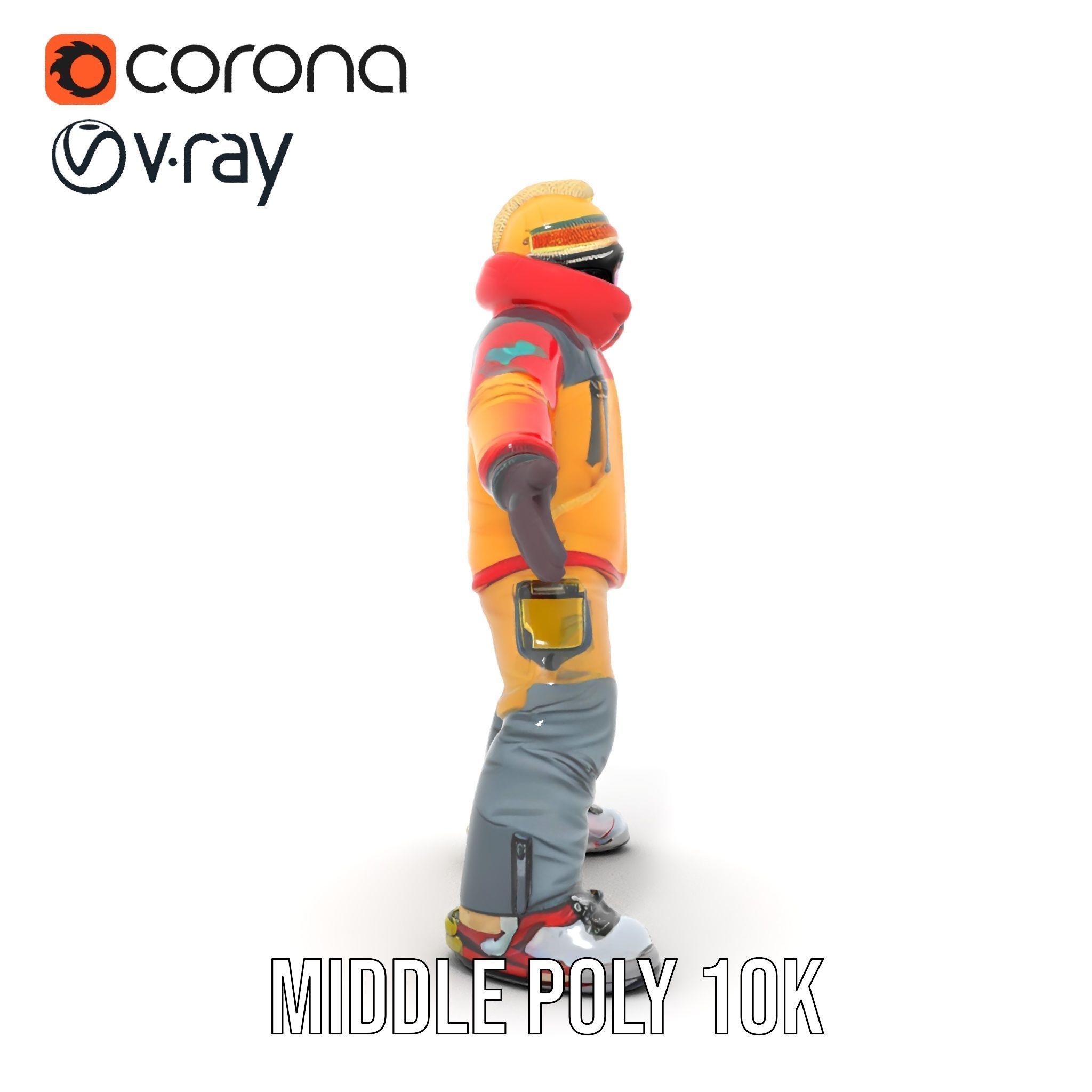 Colorful Ski Kid Rigged and Animated D Character Model Low-poly 3D model_24