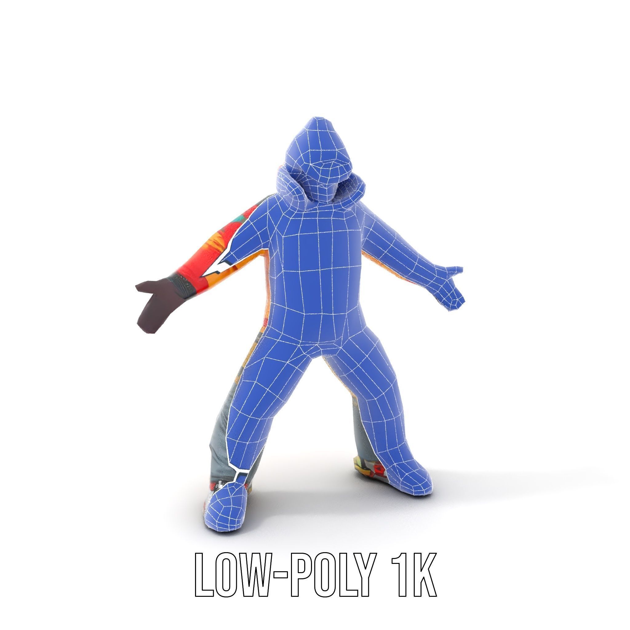 Colorful Ski Kid Rigged and Animated D Character Model Low-poly 3D model_31