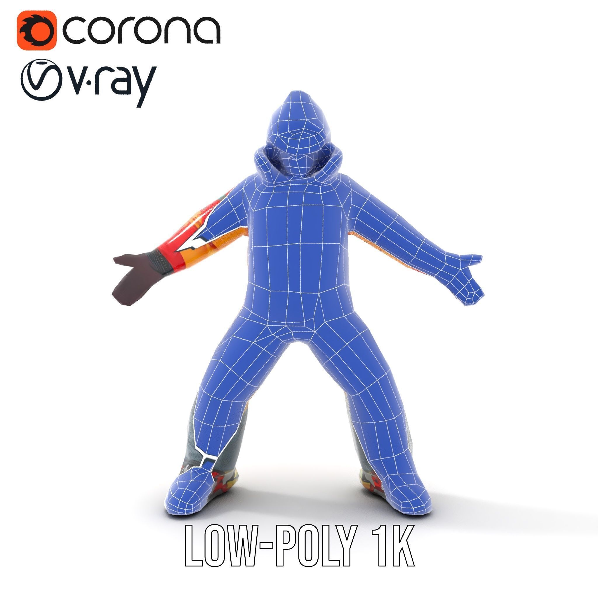 Colorful Ski Kid Rigged and Animated D Character Model Low-poly 3D model_19