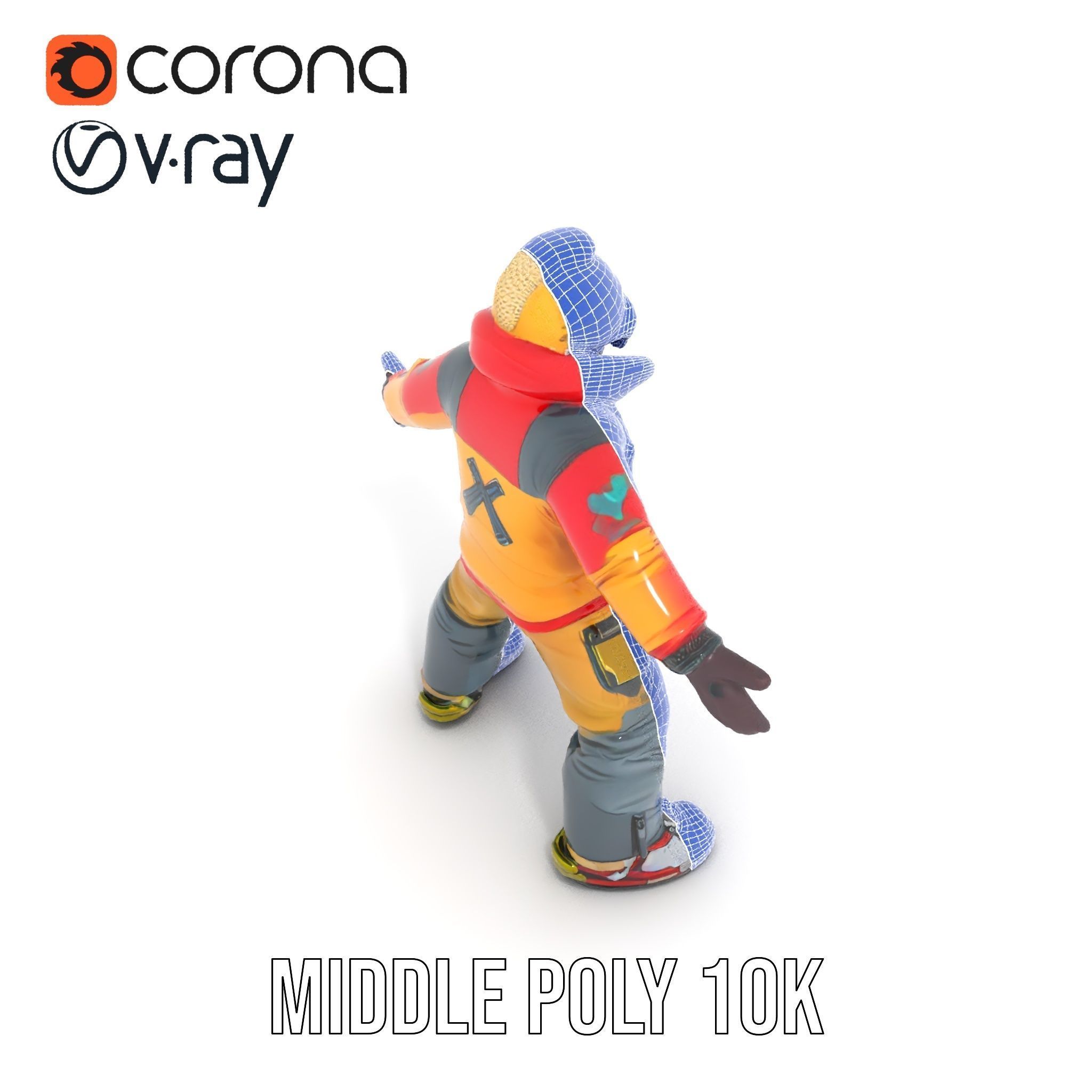 Colorful Ski Kid Rigged and Animated D Character Model Low-poly 3D model_30