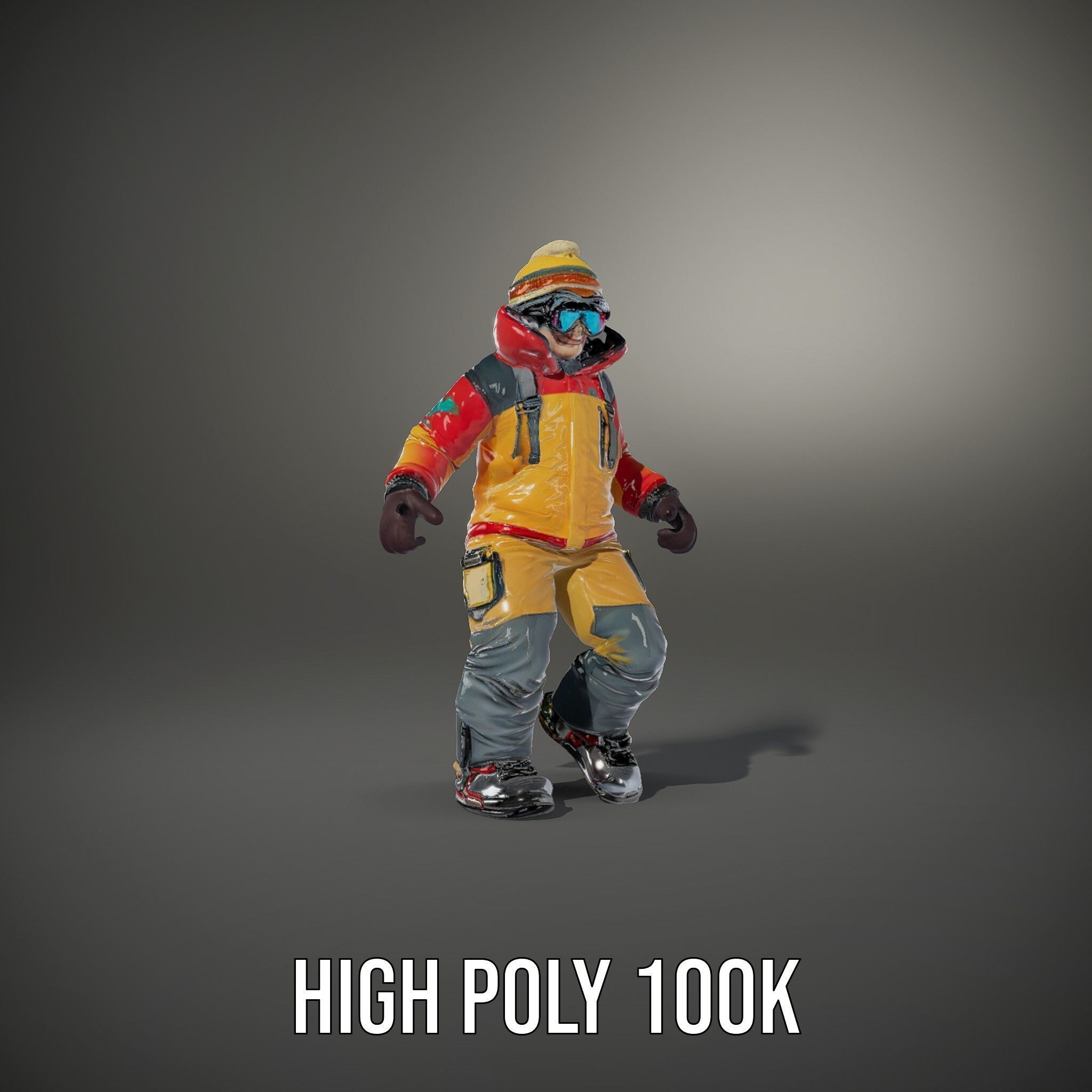 Colorful Ski Kid Rigged and Animated D Character Model Low-poly 3D model_23