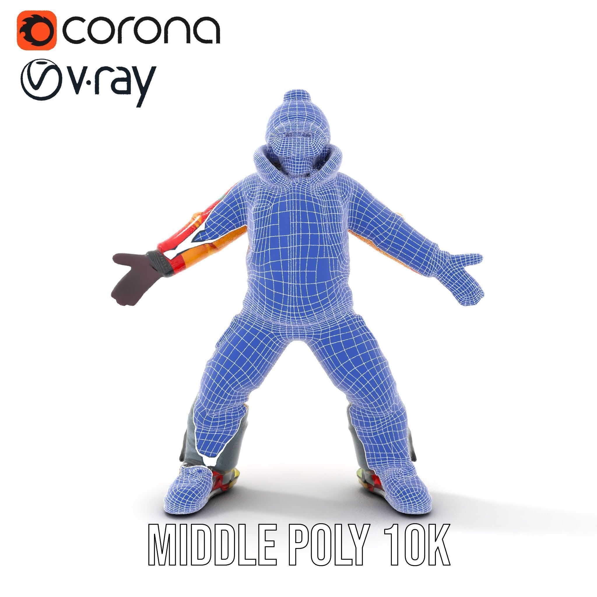 Colorful Ski Kid Rigged and Animated D Character Model Low-poly 3D model_32