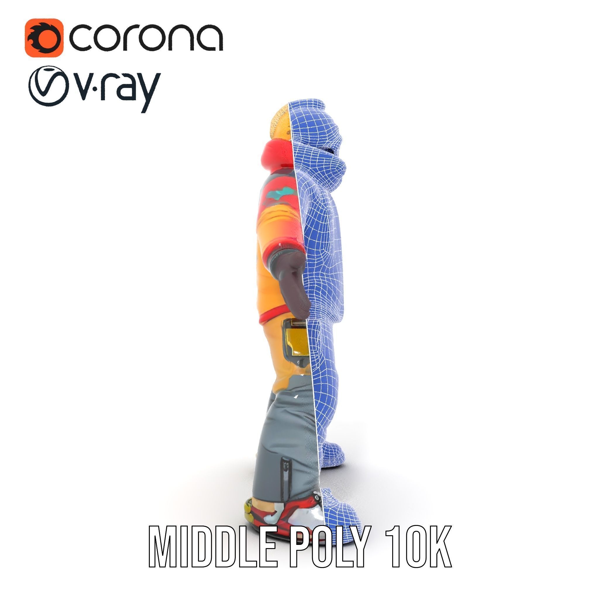 Colorful Ski Kid Rigged and Animated D Character Model Low-poly 3D model_34