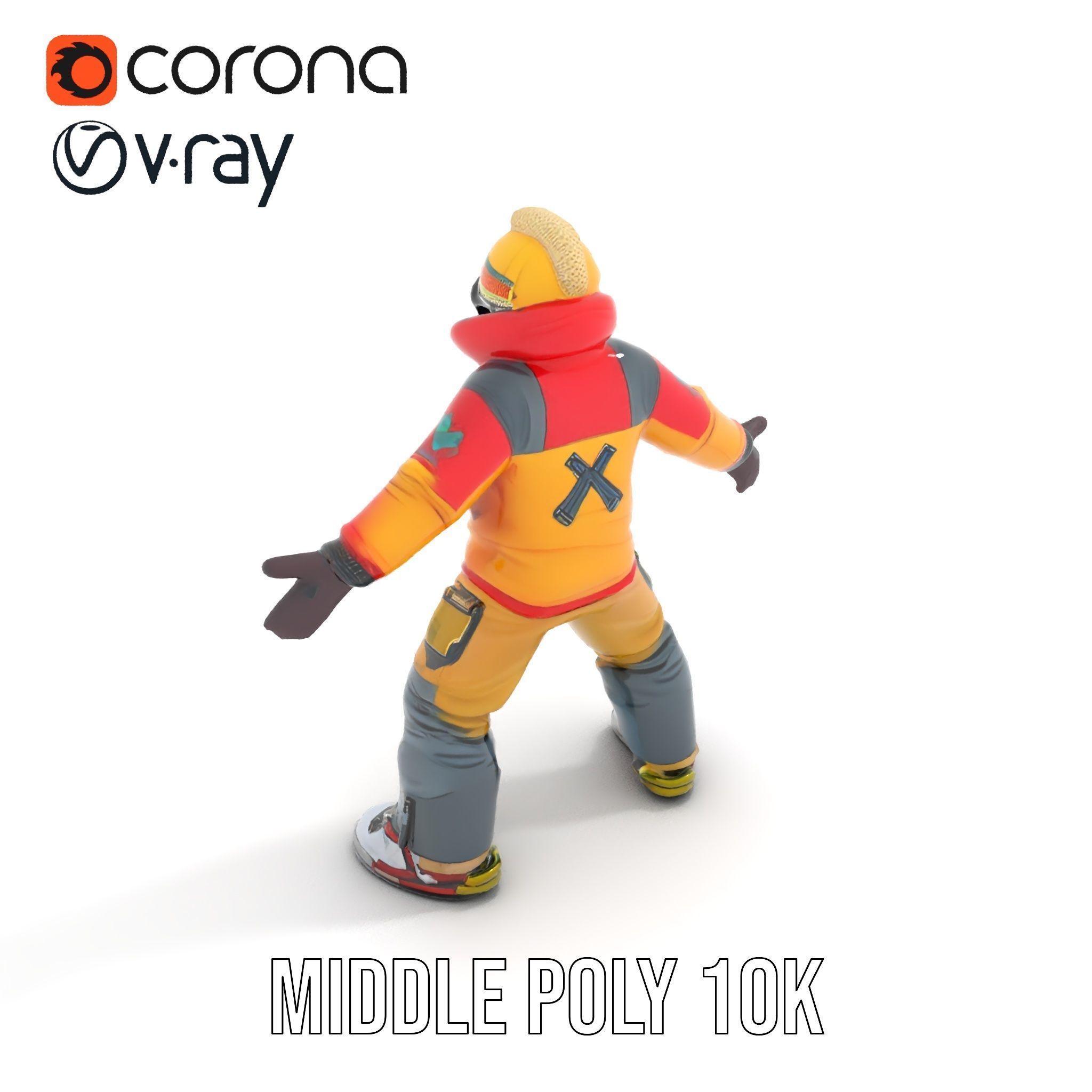 Colorful Ski Kid Rigged and Animated D Character Model Low-poly 3D model_21