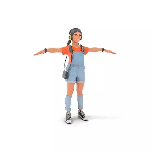 Stylish Young Girl Rigged and Animated D Character Model